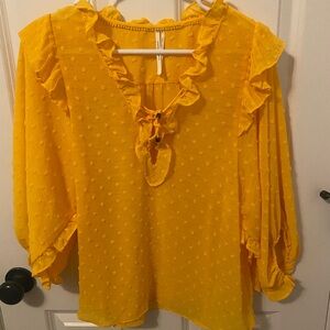 Anthropologie Mango Ruffled Blouse